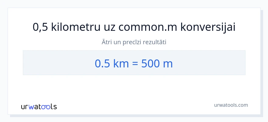 0.5 kilometri uz Metri konversiju