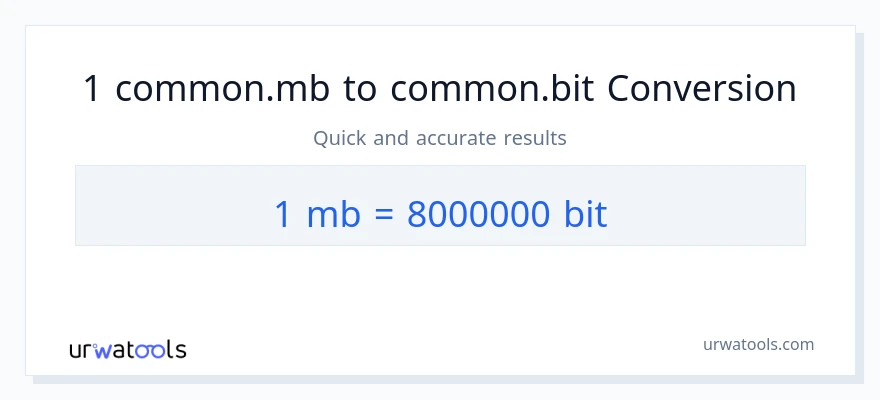 التحويل من 1 Megabytes إلى Bits
