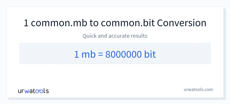 1 Megabytes 到 Bits 轉換