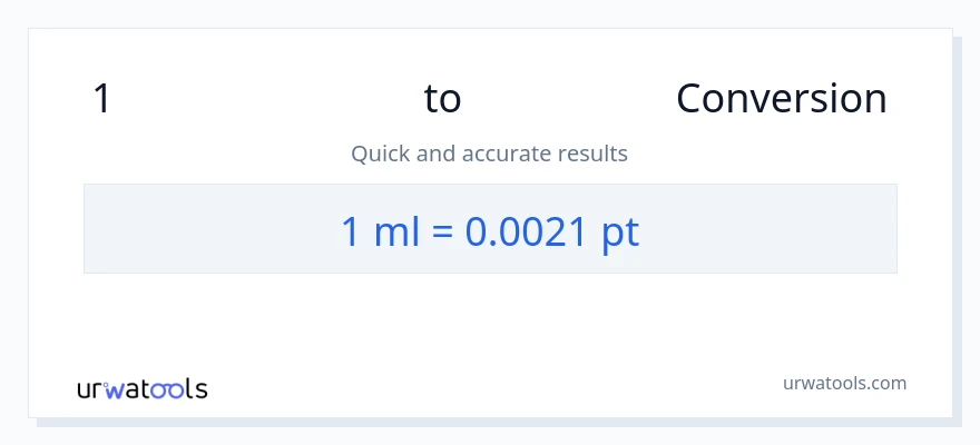 1 മില്ലിലിറ്റർ ൽ നിന്ന് Pints ലേക്ക് പരിവർത്തനം