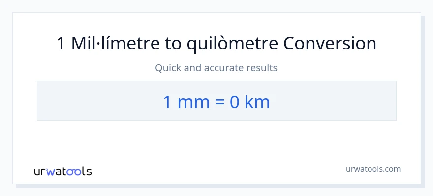 Conversió de 1 mil·límetres a Quilòmetres