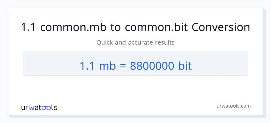 التحويل من 1.1 Megabytes إلى Bits