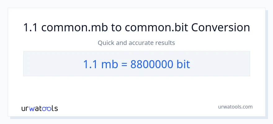 1.1 Megabytes இலிருந்து Bits வரை மாற்றம்