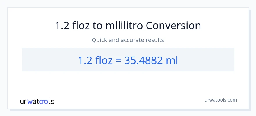 1.2 mga onsa ng likido patungong mga mililitro na conversion