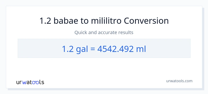 1.2 Mga galon patungong mga mililitro na conversion