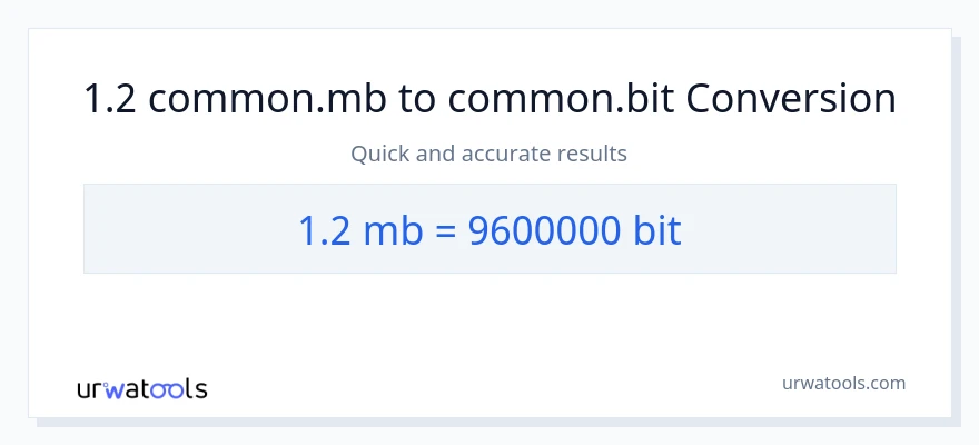 1.2 Megabytes से Bits रूपांतरण