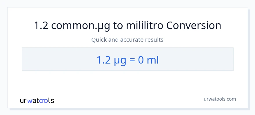 1.2 mga mikrogramo patungong mga mililitro na conversion