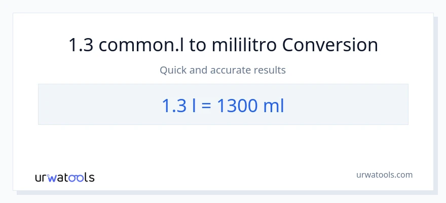 1.3 Liters patungong mga mililitro na conversion