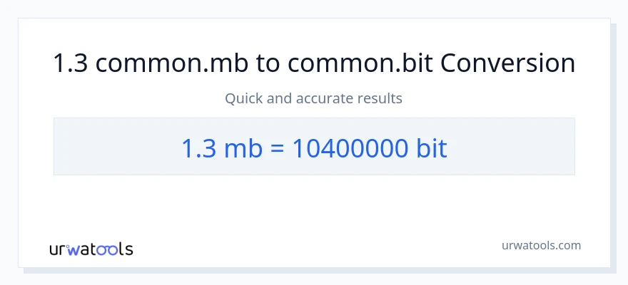 1.3 Megabytes ರಿಂದ Bits ಪರಿವರ್ತನೆ