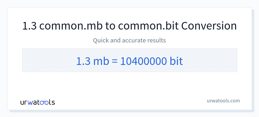 1.3 Megabytes에서 Bits으로의 변환