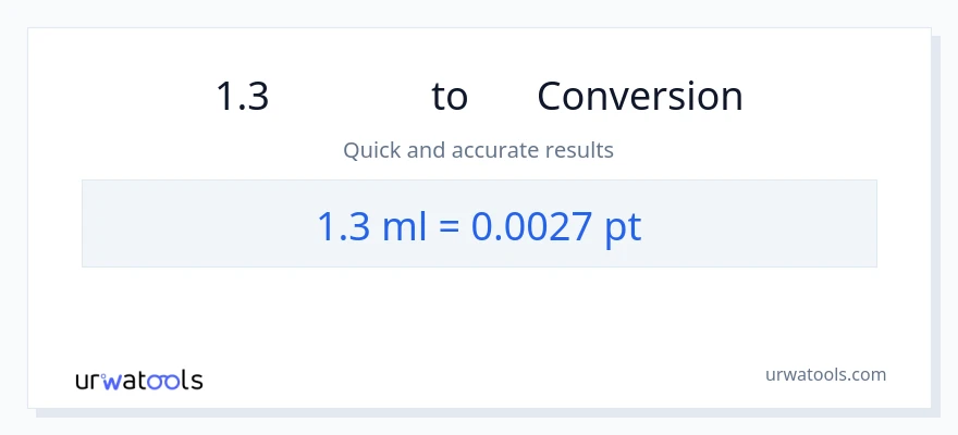 การแปลง 1.3 มิลลิลิตร เป็น Pints