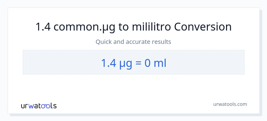 1.4 mga mikrogramo patungong mga mililitro na conversion