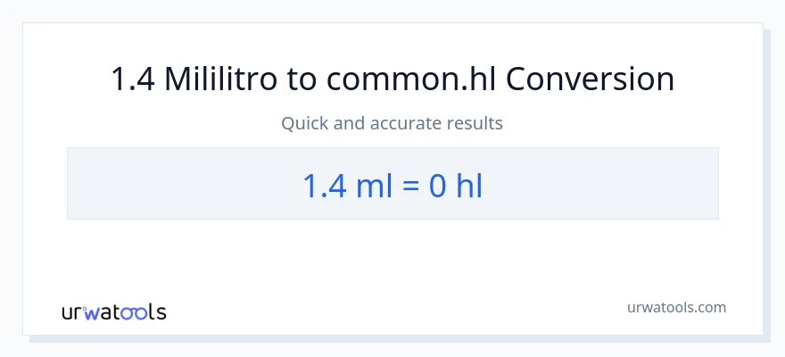1.4 mga mililitro patungong Hls na conversion