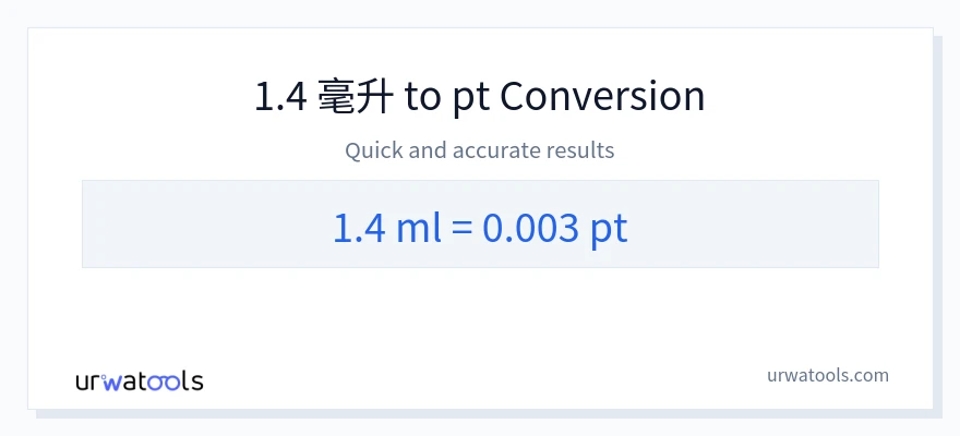 1.4 毫升 到 Pints 轉換