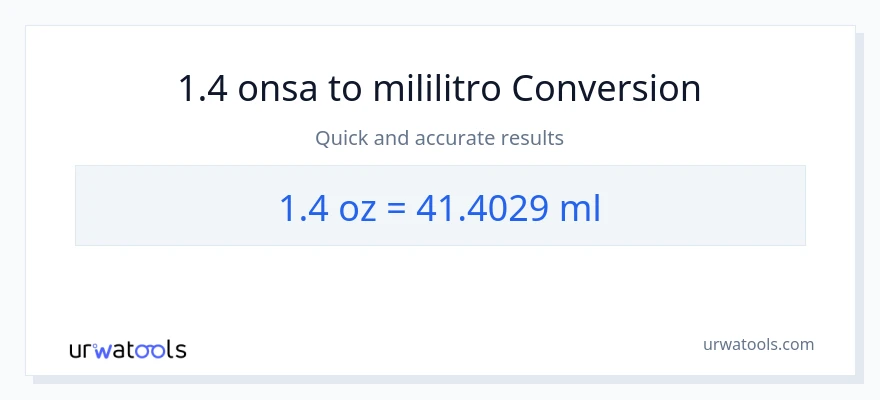 1.4 Mga onsa patungong mga mililitro na conversion