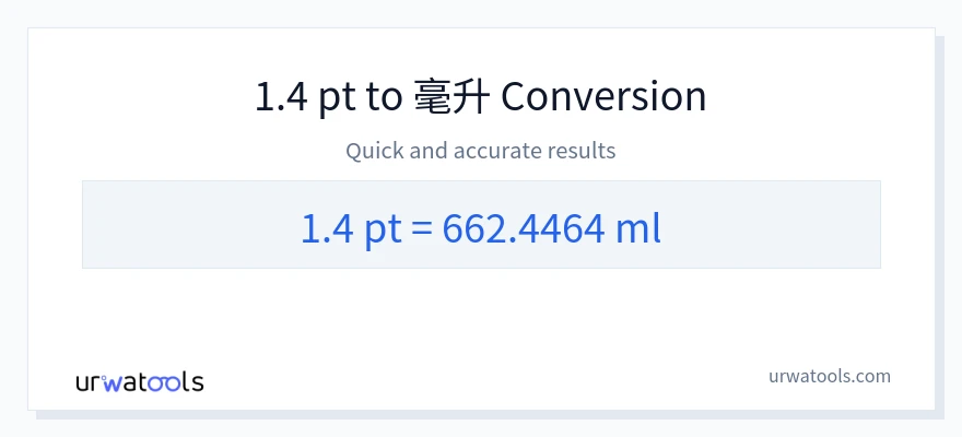 1.4 Pints 到 毫升 轉換