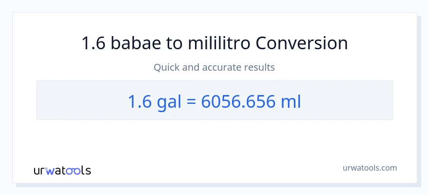 1.6 Mga galon patungong mga mililitro na conversion
