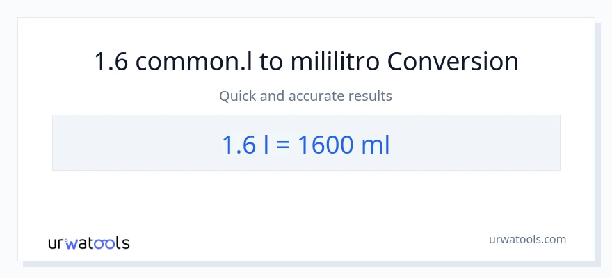 1.6 Liters patungong mga mililitro na conversion