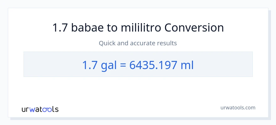 1.7 Mga galon patungong mga mililitro na conversion