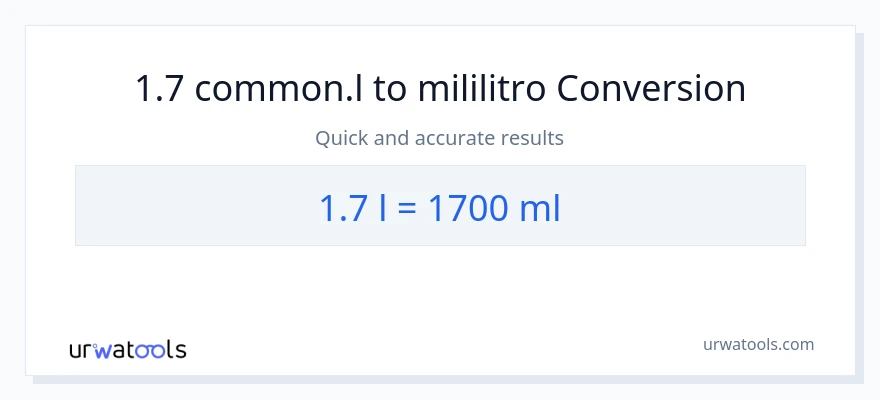 1.7 Liters patungong mga mililitro na conversion