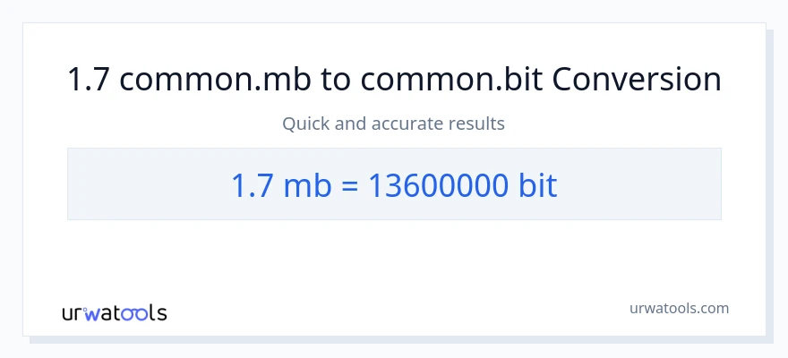 1.7 Megabytes இலிருந்து Bits வரை மாற்றம்