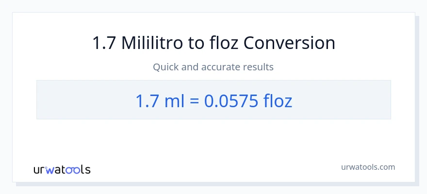 1.7 mga mililitro patungong mga onsa ng likido na conversion