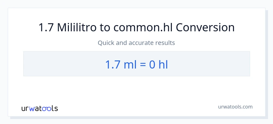 1.7 mga mililitro patungong Hls na conversion
