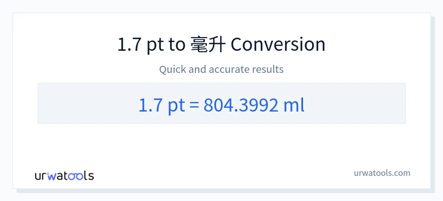 1.7 Pints 到 毫升 轉換