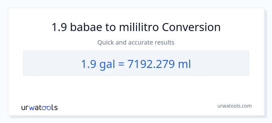 1.9 Mga galon patungong mga mililitro na conversion