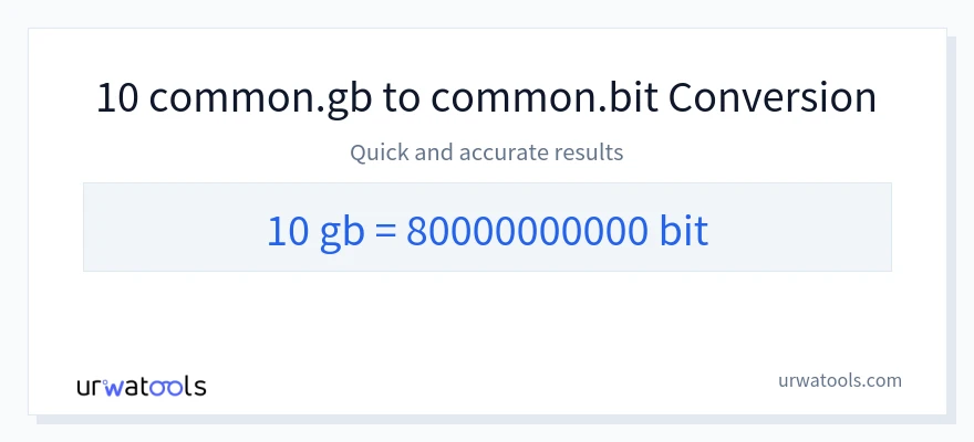 10 Gigabytes에서 Bits으로의 변환