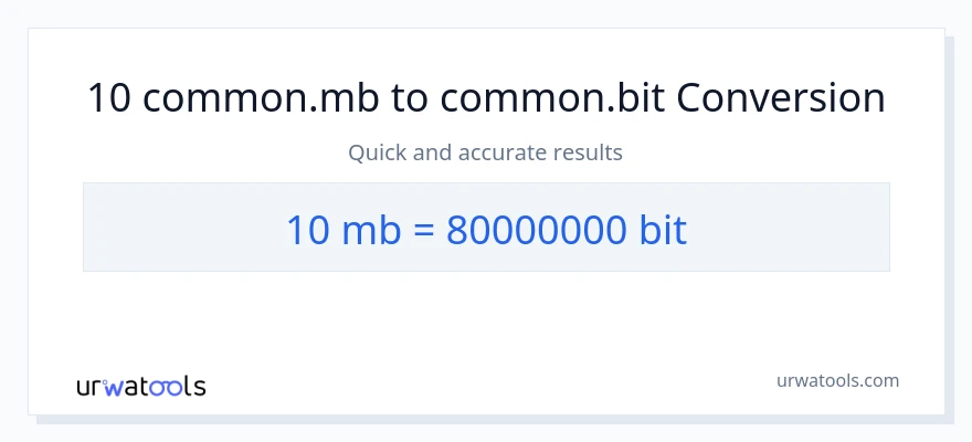 10 Megabytes zu Bits Umwandlung