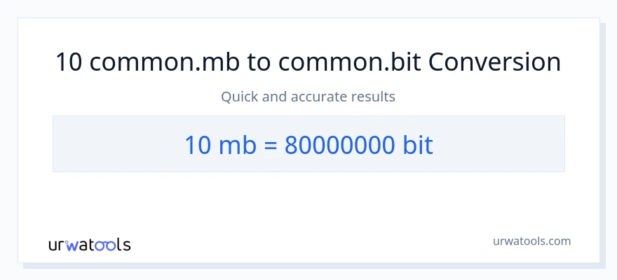 10 Megabytes से Bits रूपांतरण