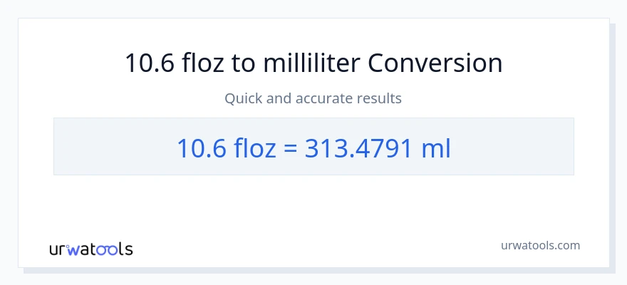 10.6 flydende ounces til milliliter konvertering