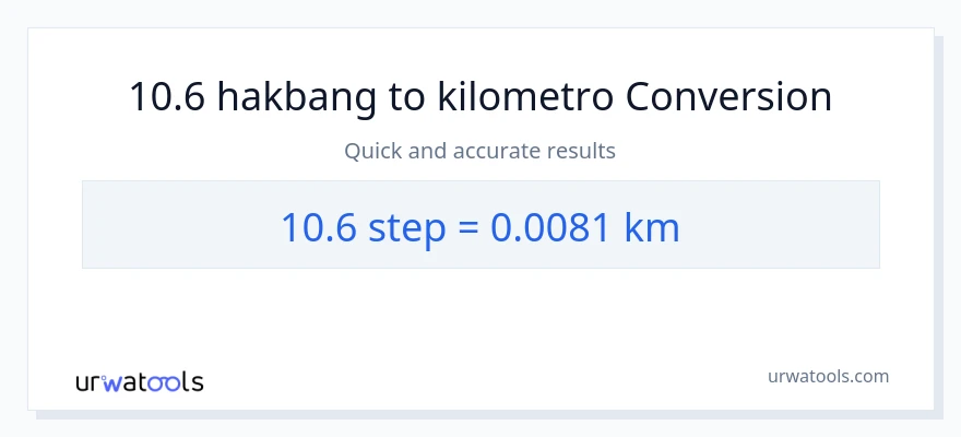 10.6 mga hakbang patungong Kilometro na conversion