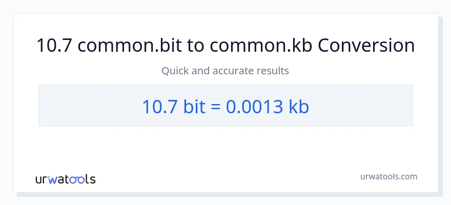 10.7 Bits в Kilobytes преобразование
