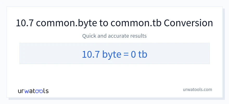 10.7 Bytes 到 Terabytes 轉換