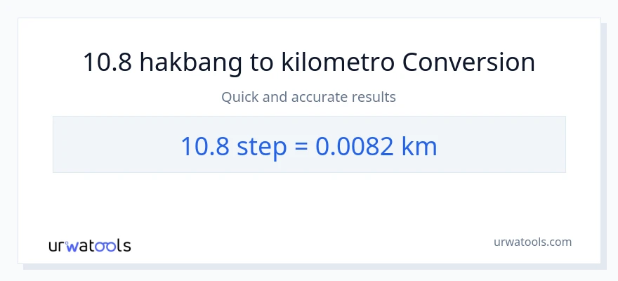 10.8 mga hakbang patungong Kilometro na conversion
