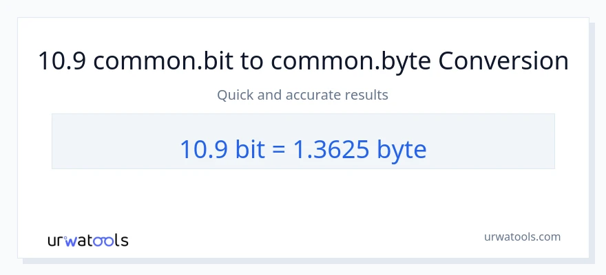 10.9 Bits ته Bytes بدلون
