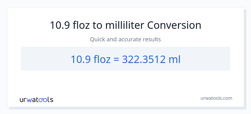 10.9 flydende ounces til milliliter konvertering