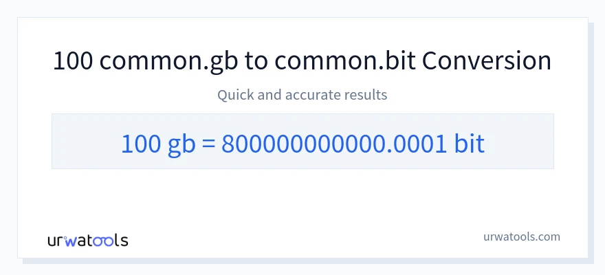 100 Gigabytes에서 Bits으로의 변환