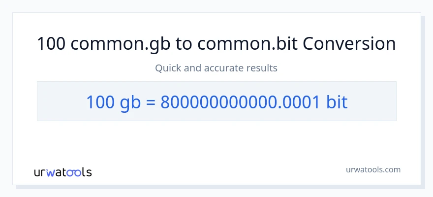 100 Gigabytes இலிருந்து Bits வரை மாற்றம்