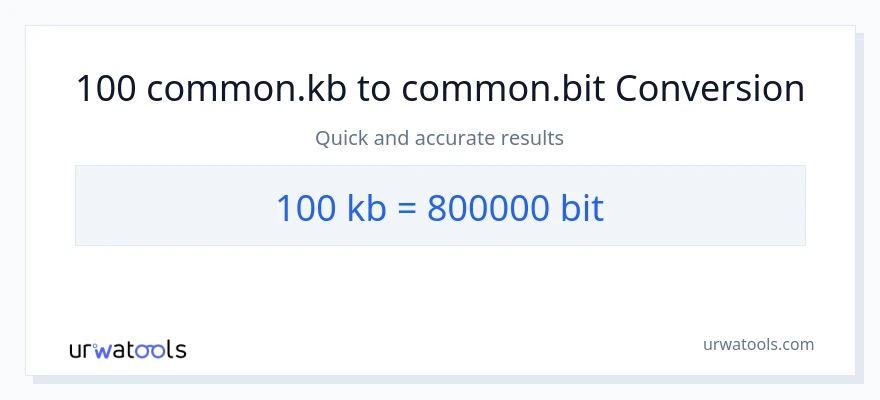 100 Kilobytes to Bits conversion