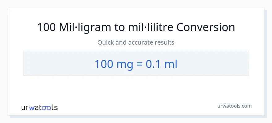 Conversió de 100 mil·ligrams a mil·lilitres