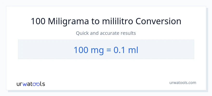 Conversão de 100 miligramas para mililitros