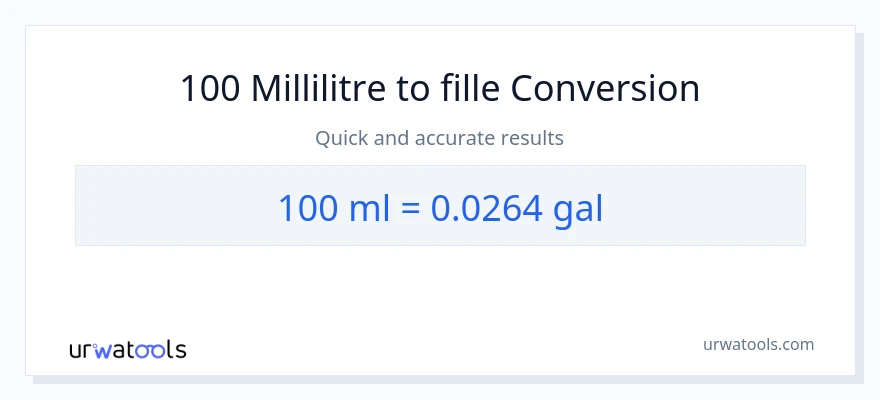 Conversion 100 millilitres vers Gallons