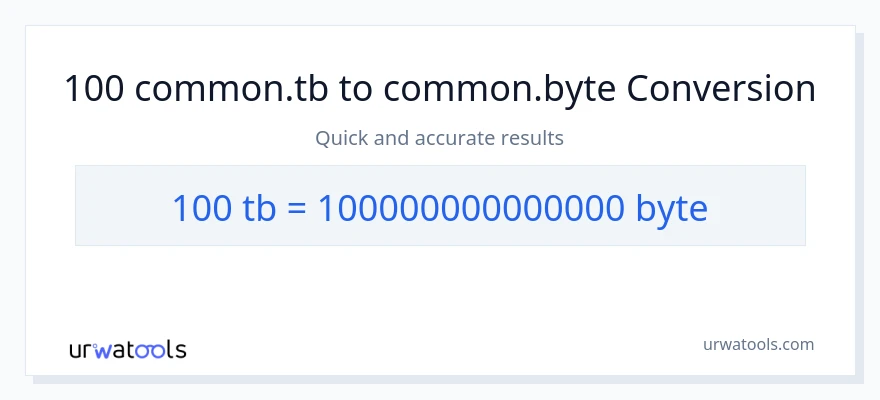 100 Terabytes patungong Bytes na conversion