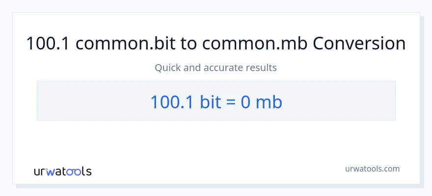 تبدیل 100.1 Bits به Megabytes