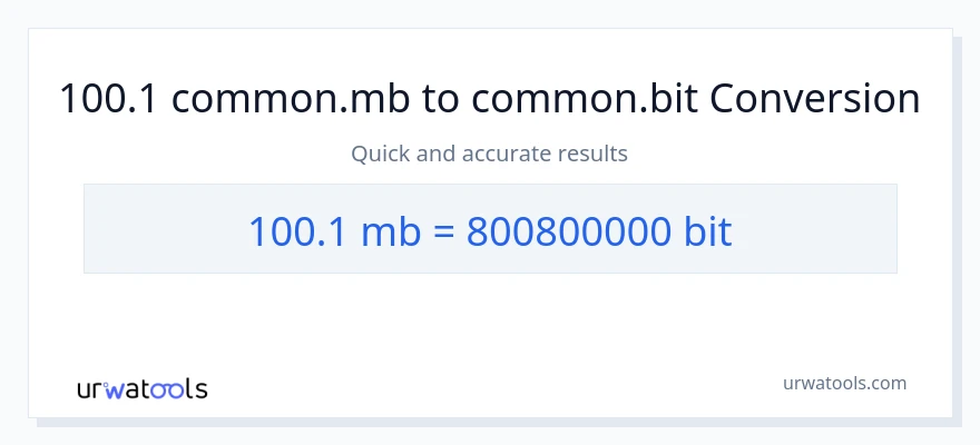 100.1 Megabytes в Bits преобразование