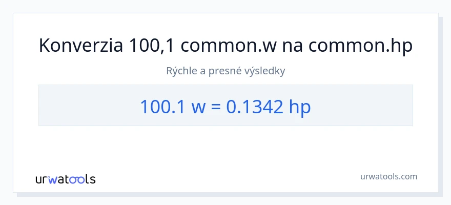 Konverzia z watty na konská sila: 100.1