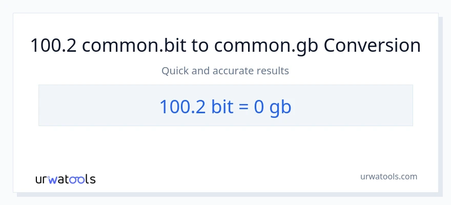 100.2 Bits થી Gigabytes રૂપાંતર